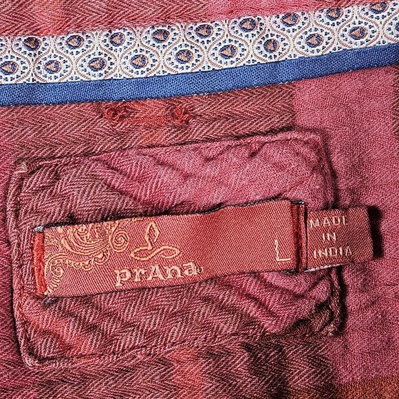 prAna Fillary Pink Red Textured Plaid Flannel Long Sleeve Button Down Size Large - Picture 4 of 6